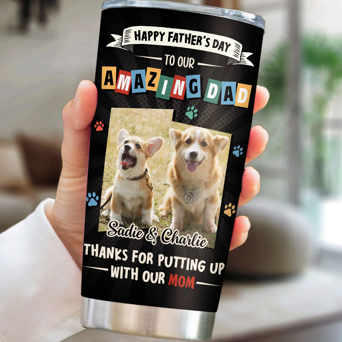 Dog Approved Dad Photo - Personalized Custom Tumbler