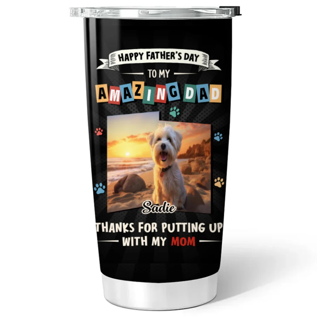 Dog Approved Dad Photo - Personalized Custom Tumbler - Image 2