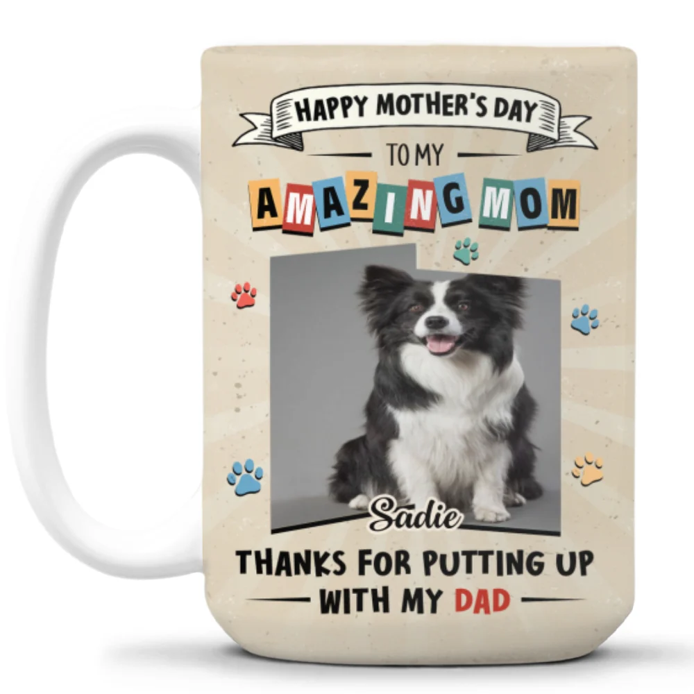 Dog Approved Mom Photo - Personalized Custom Coffee Mug - Image 4