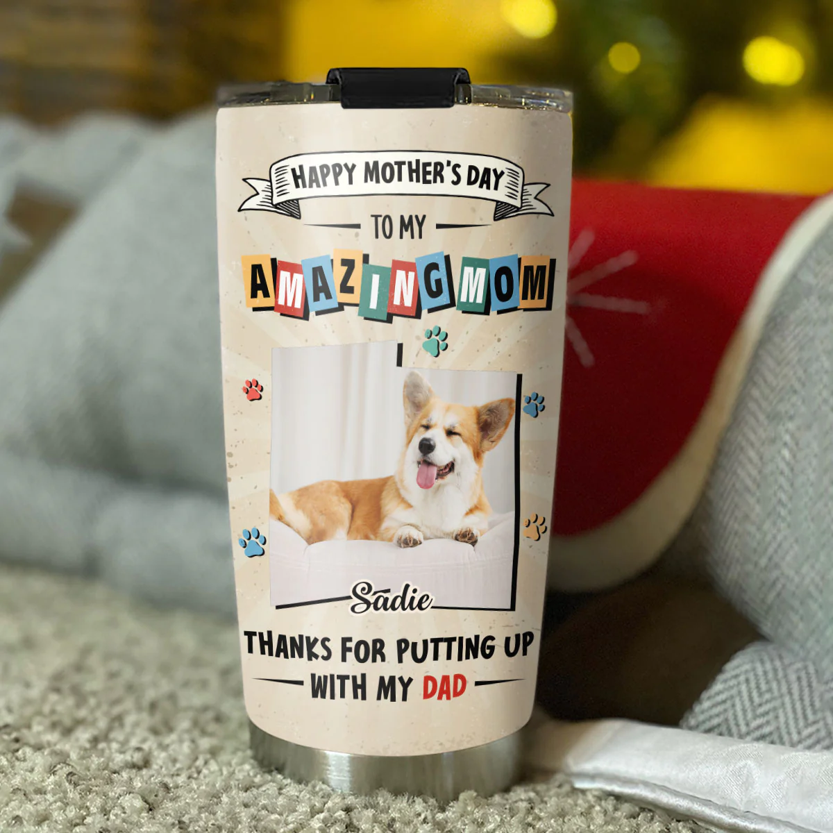 Dog Approved Mom Photo - Personalized Custom Tumbler