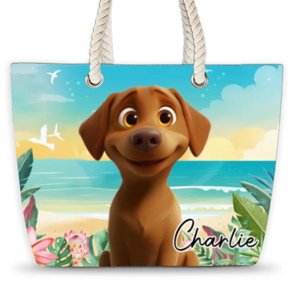Dog At The Beach - Personalized Custom Beach Bag - Image 7