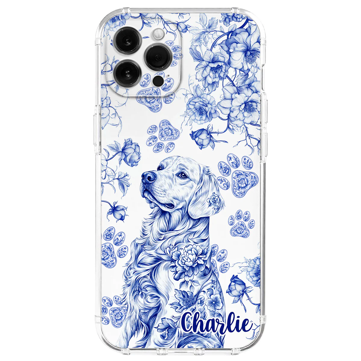 Dog Blue Toile - Personalized Custom Phone Case