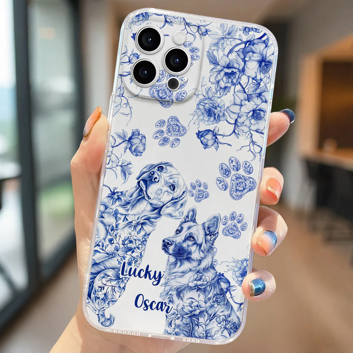 Dog Blue Toile - Personalized Custom Phone Case - Image 2