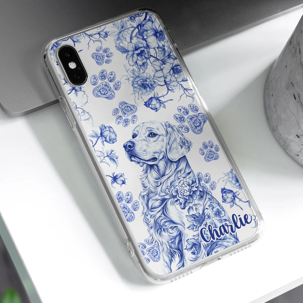 Dog Blue Toile - Personalized Custom Phone Case - Image 3