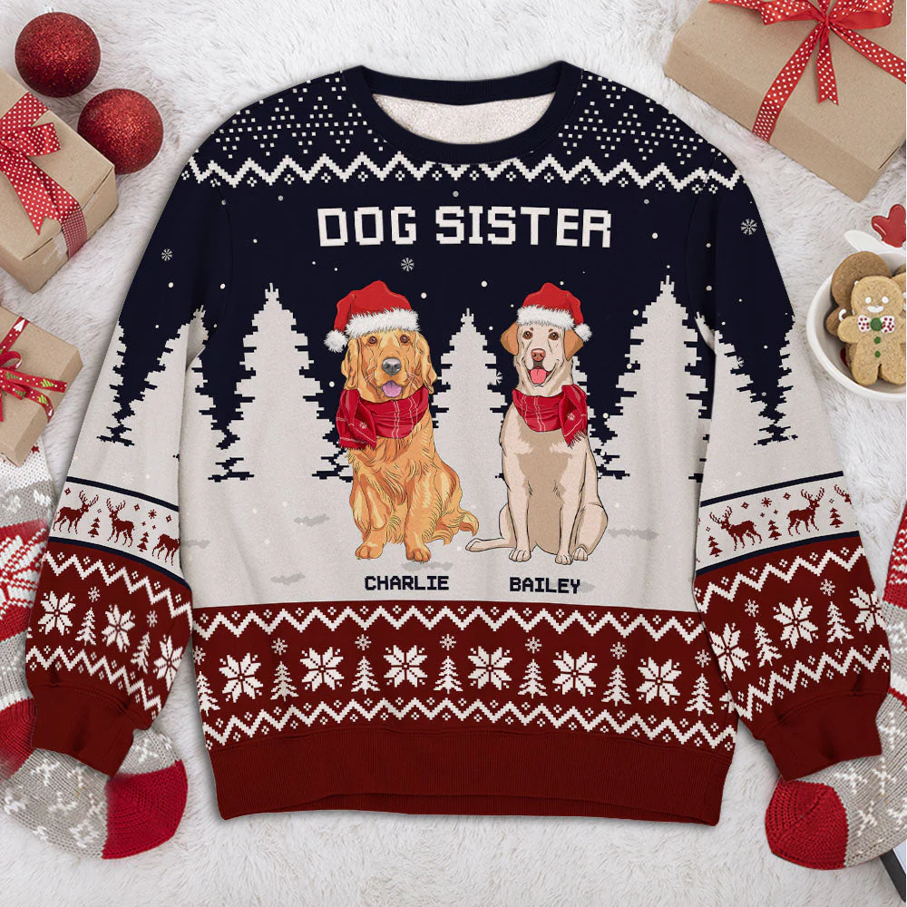 Dog Brother/Sister Snowflake - Personalized Custom Kids All-Over-Print Sweatshirt - Image 3