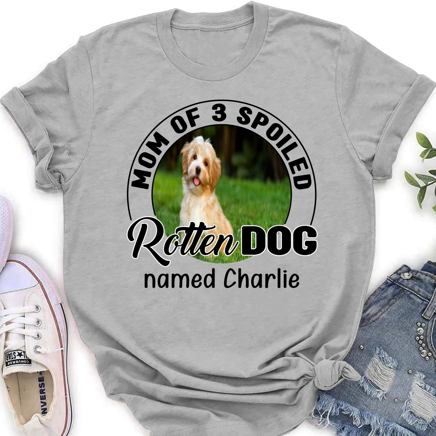 Dog Caricature Cartoon Photo - Personalized Custom Women's T-Shirt - Image 6