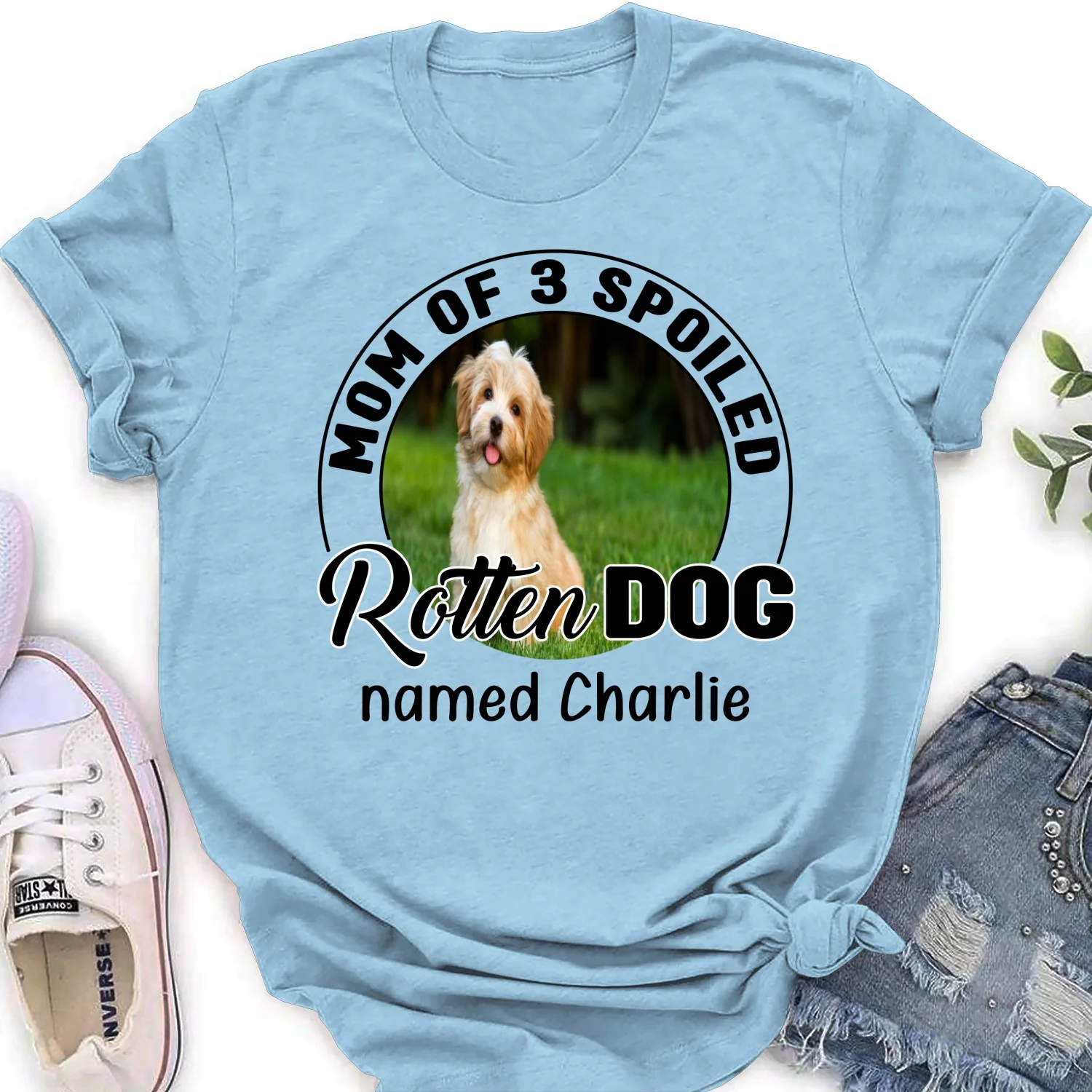 Dog Caricature Cartoon Photo - Personalized Custom Women's T-Shirt - Image 8