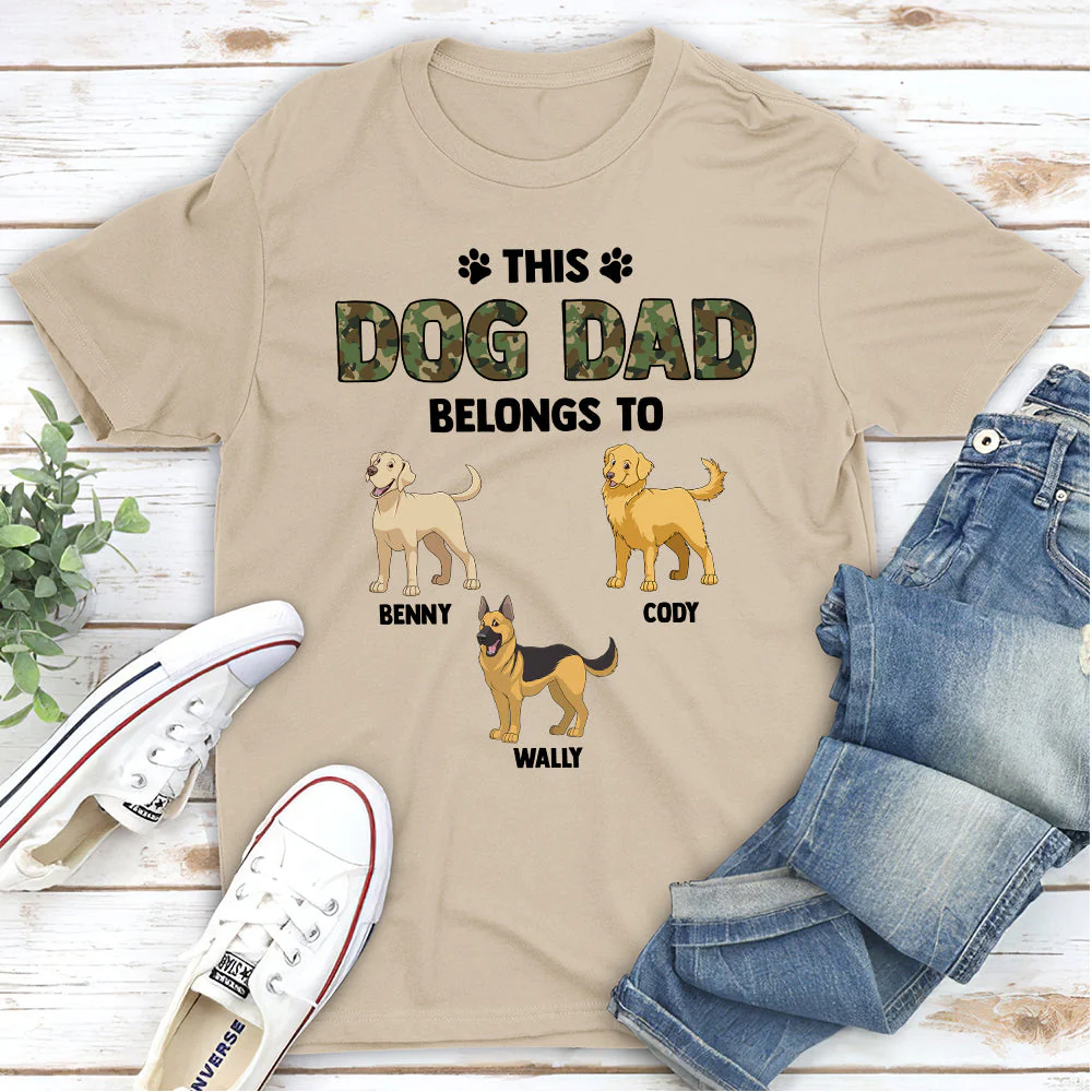 Dog Dad Belongs To Dog - Personalized Custom Unisex T-shirt - Image 4