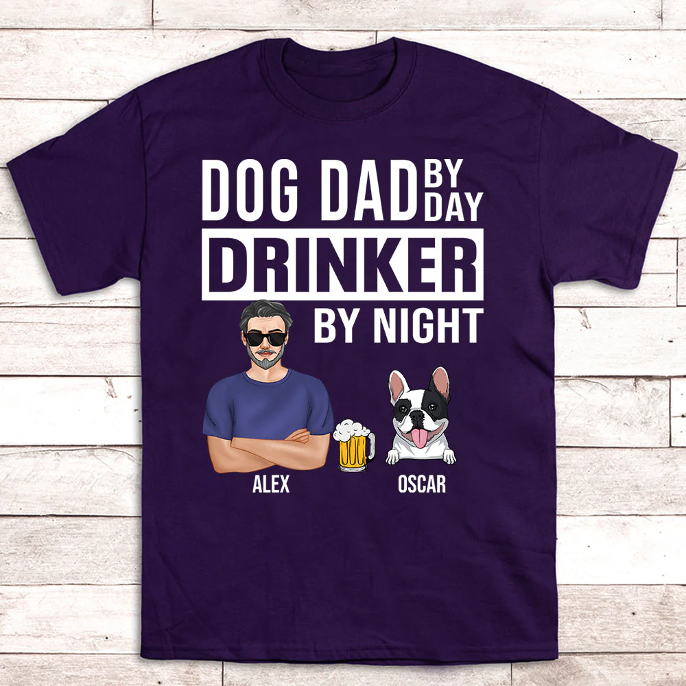 Dog Dad By Day - Personalized Custom Unisex T-shirt - Image 5