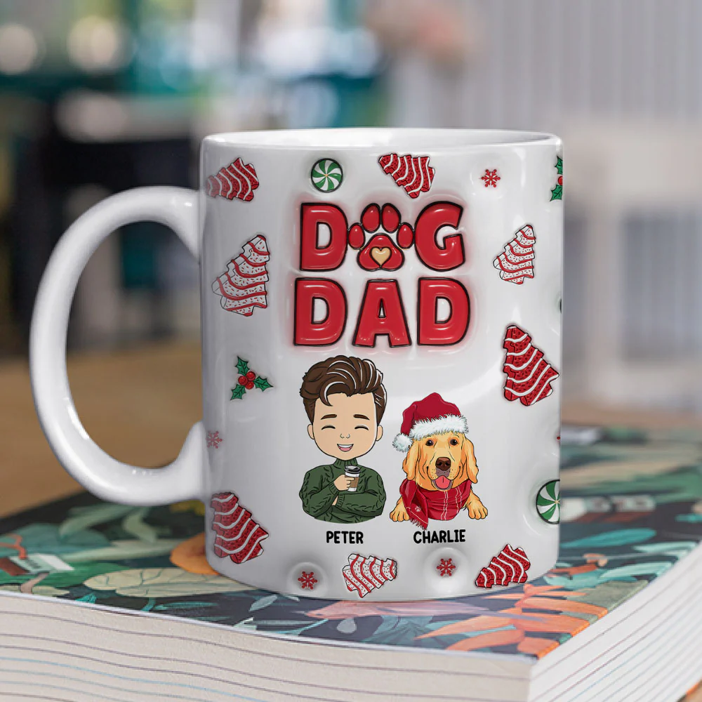 Dog Dad Christmas Cake - Personalized Custom 3D Inflated Effect Mug - Image 3