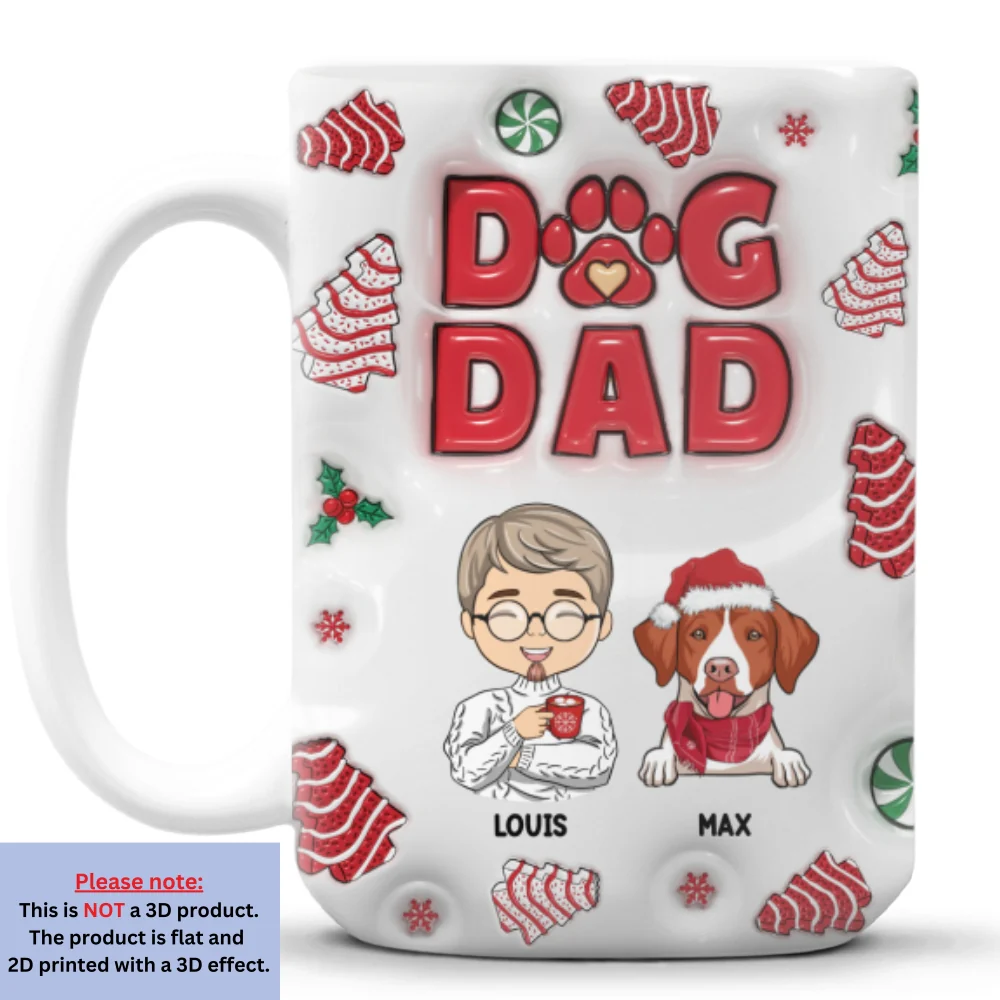 Dog Dad Christmas Cake - Personalized Custom 3D Inflated Effect Mug - Image 8