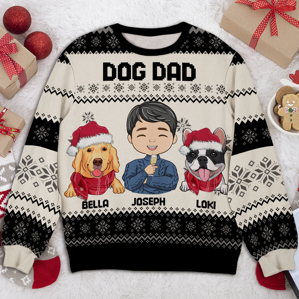 Dog Dad Christmas - Personalized Custom All-Over-Print Sweatshirt - Image 2