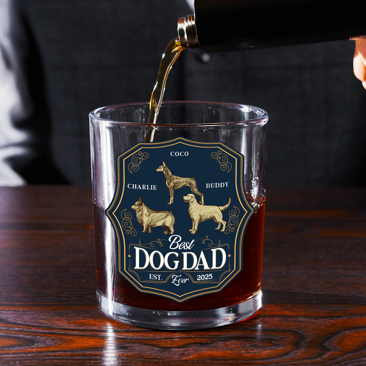 Dog Dad Est - Personalized Custom Engraved Whiskey Glass - Image 4