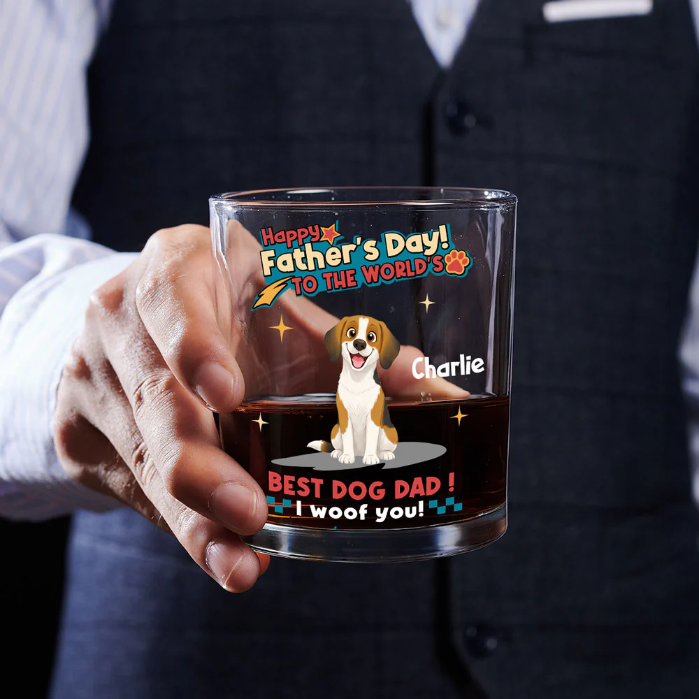 Dog Dad Forever - Personalized Custom Whiskey Glass - Image 3