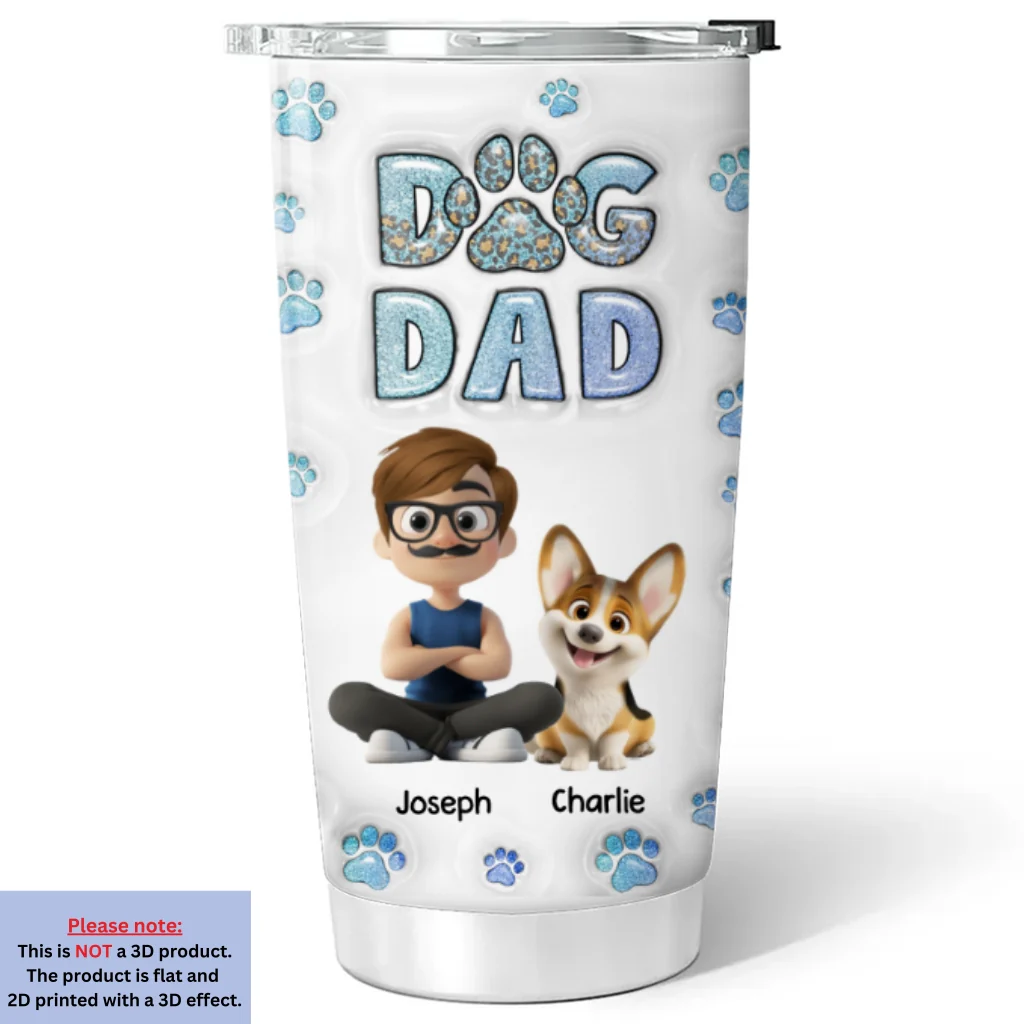 Dog Dad Handsome Chibi - Personalized Custom 3D Inflated Effect Tumbler - Image 7