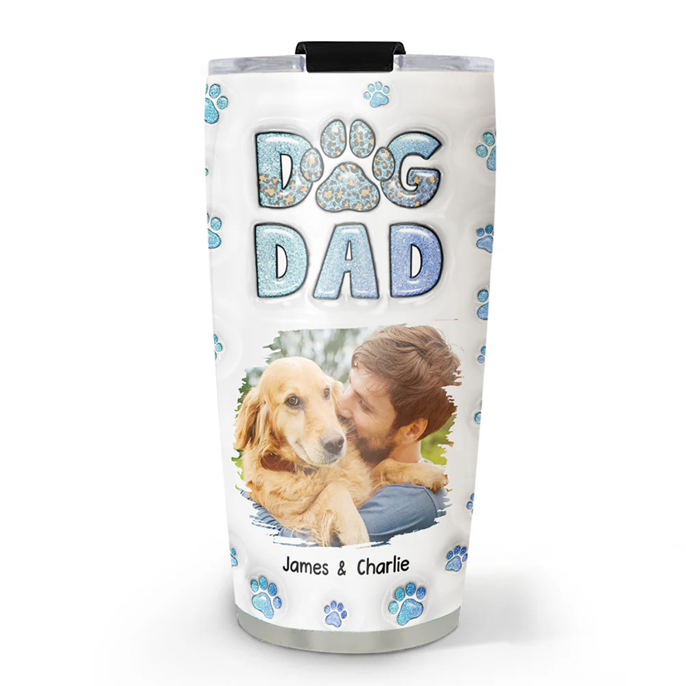 Dog Dad Handsome Chibi Version Photo - Personalized Custom 3D Inflated Effect Tumbler