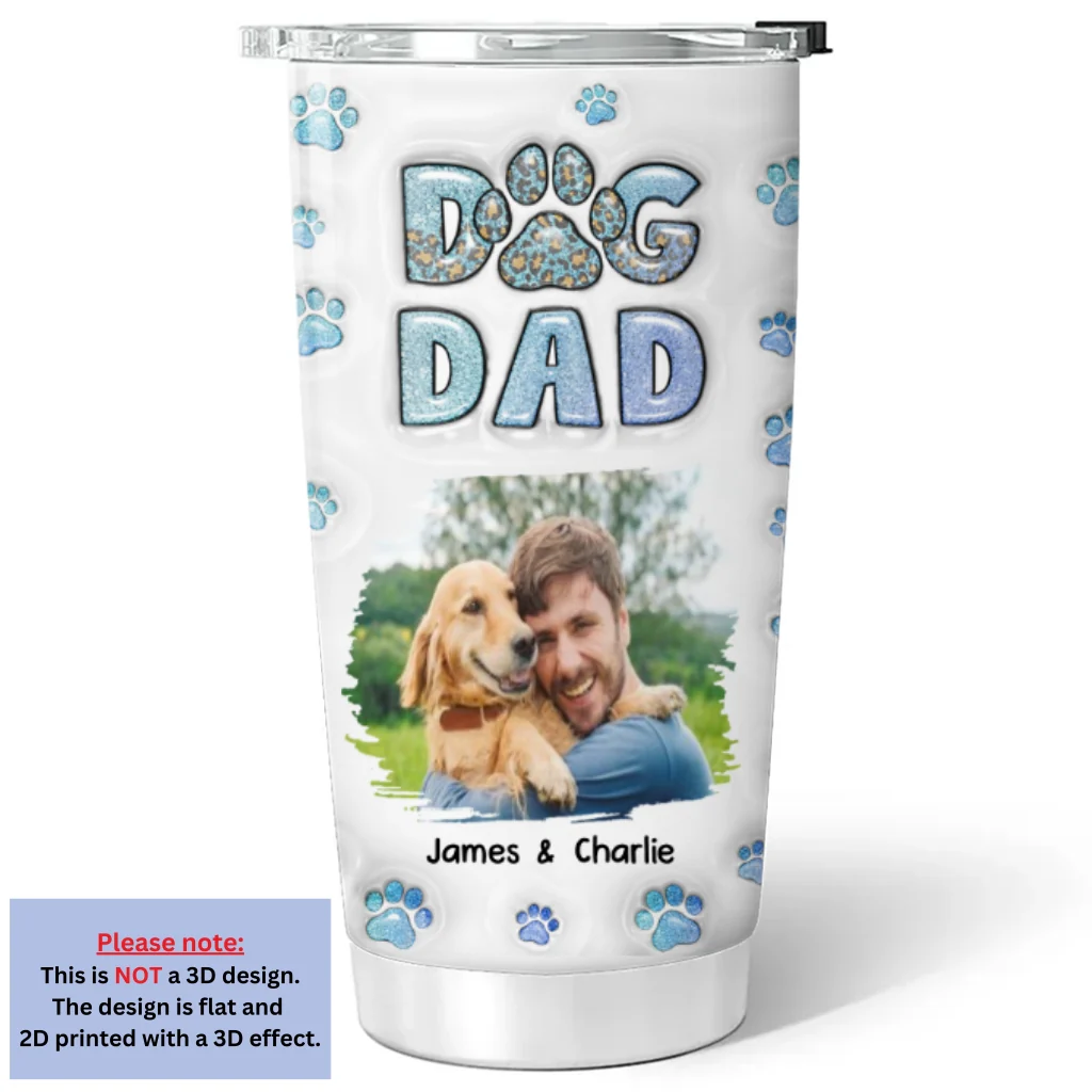 Dog Dad Handsome Chibi Version Photo - Personalized Custom 3D Inflated Effect Tumbler - Image 3