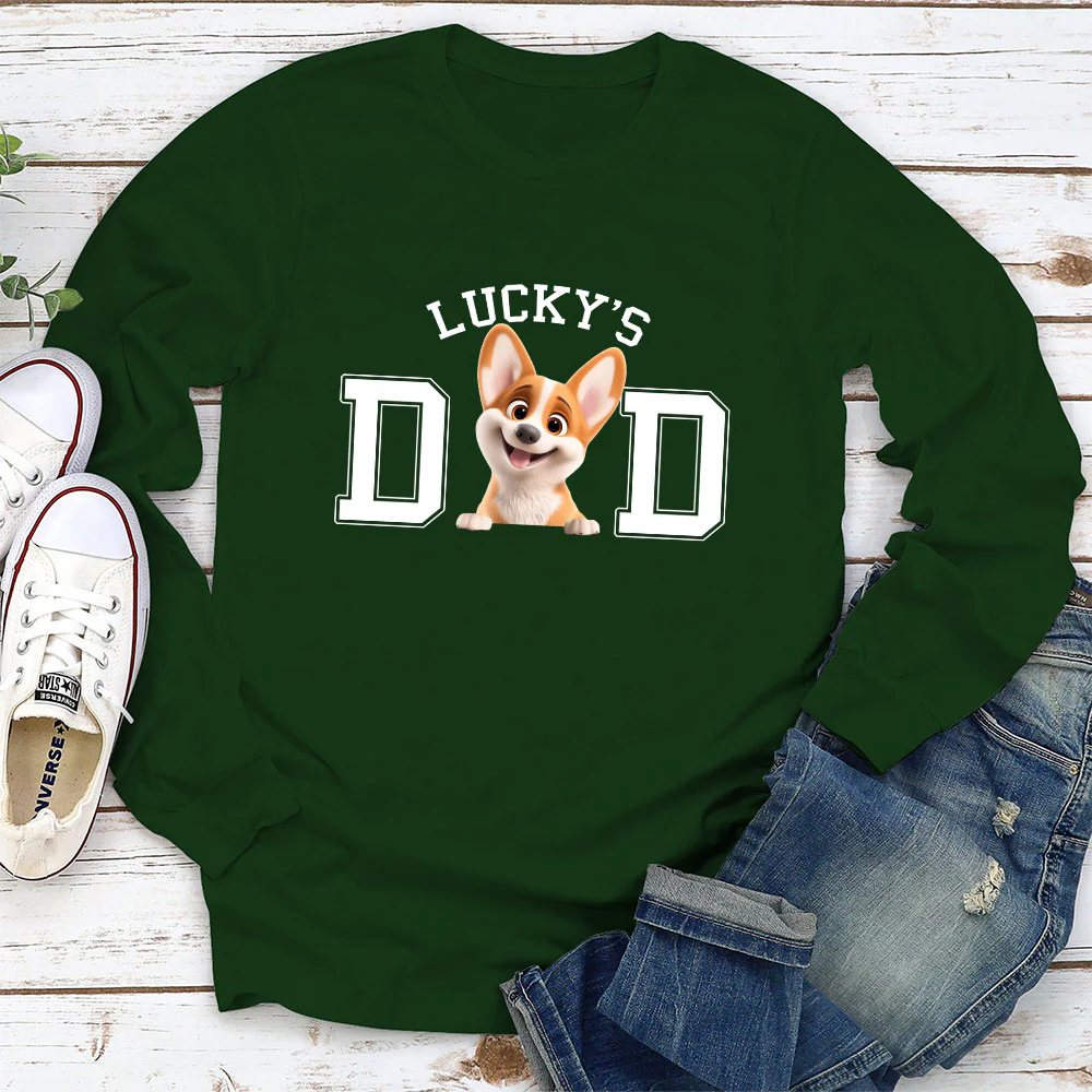 Dog Dad Mom Cartoon Basic - Personalized Custom Long Sleeve T-shirt - Image 3