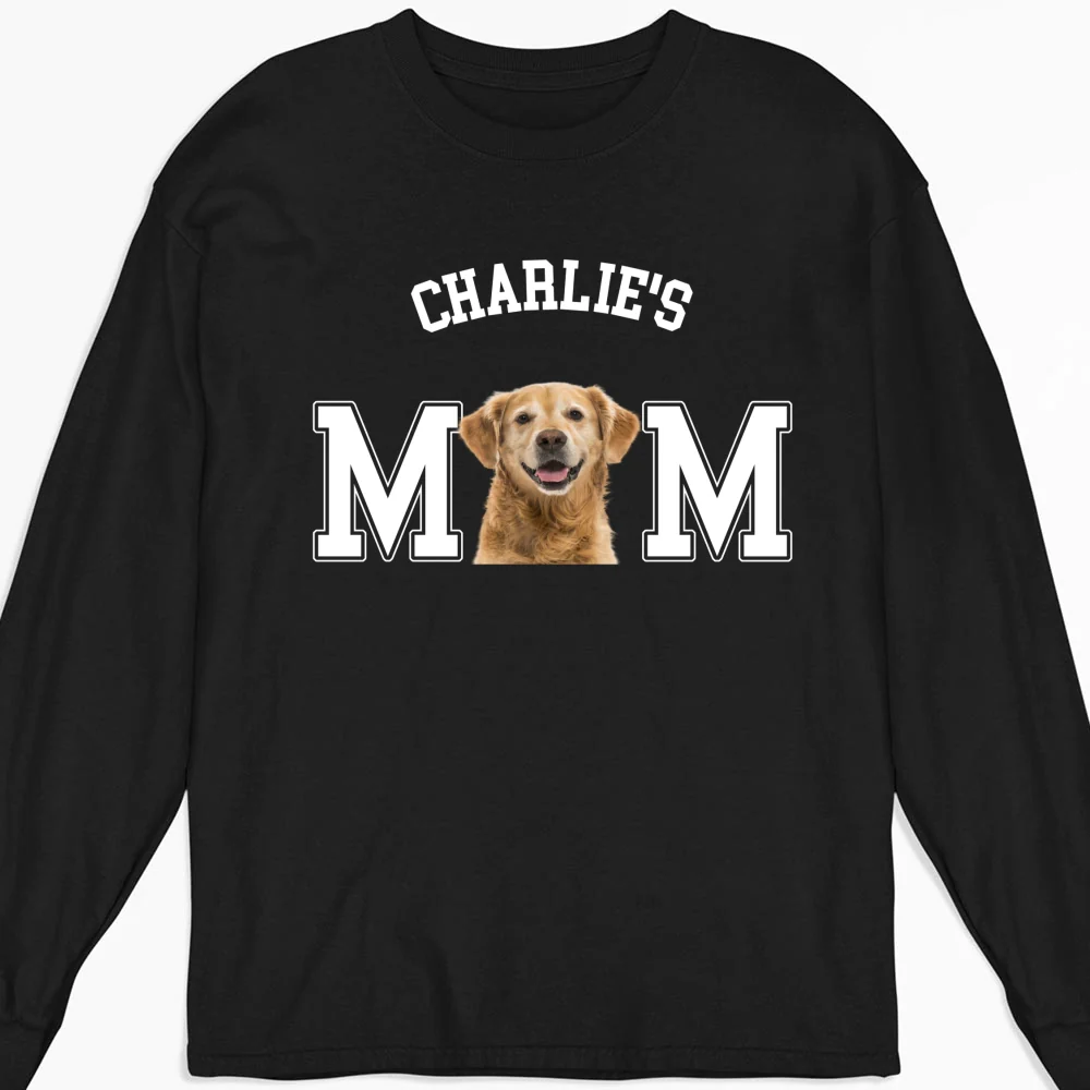 Dog Dad Mom Cartoon Basic Photo - Personalized Custom Long Sleeve T-shirt - Image 4