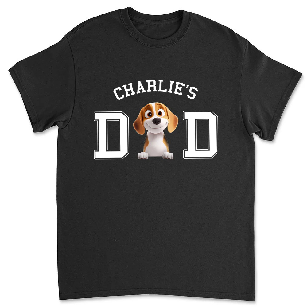 Dog Dad Mom Cartoon Basic Photo- Personalized Custom Unisex T-shirt