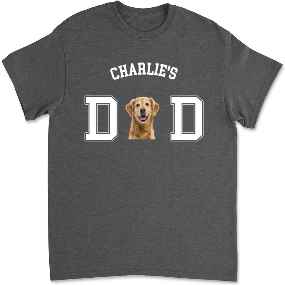 Dog Dad Mom Cartoon Basic Photo- Personalized Custom Unisex T-shirt - Image 10