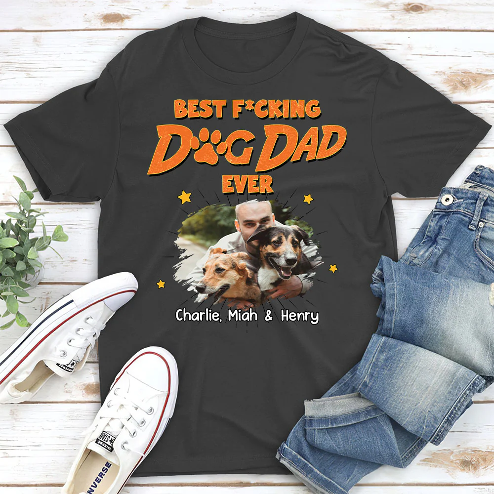 Dog Dad Mom Retro Ever Photo - Personalized Custom Unisex T-Shirt - Image 2