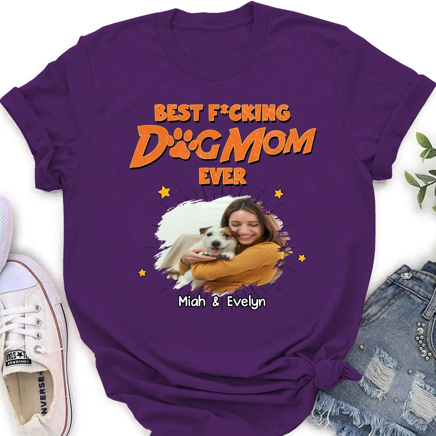 Dog Dad Mom Retro Ever Photo - Personalized Custom Women's T-Shirt - Image 10