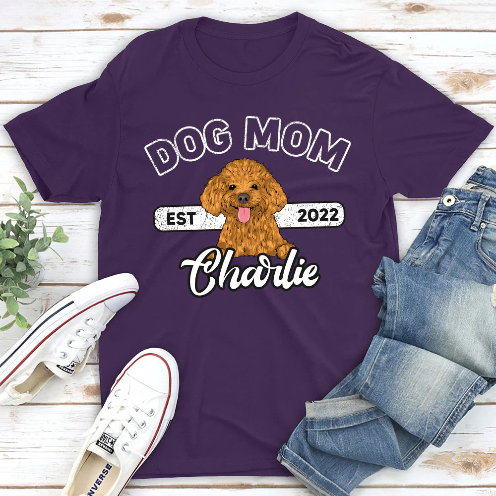Dog Dad Mom Simple - Personalized Custom Unisex T-Shirt - Image 3