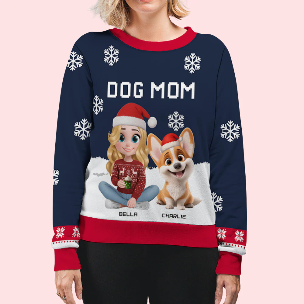 Dog Dad Mom Winter - Personalized Custom All-Over-Print Sweatshirt - Image 6