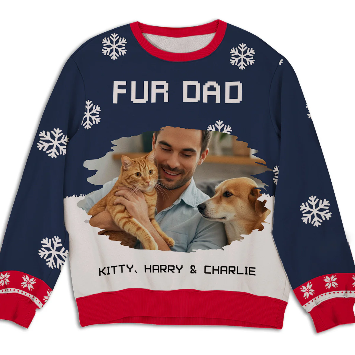 Dog Dad Mom Winter Photo - Personalized Custom All-Over-Print Sweatshirt - Image 2