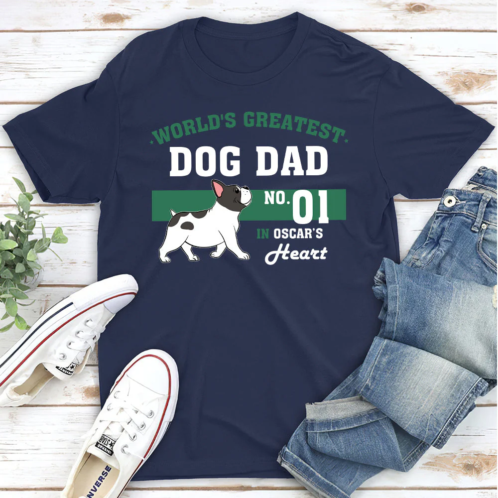 Dog Dad No.1 - Personalized Custom Unisex T-Shirt - Image 2