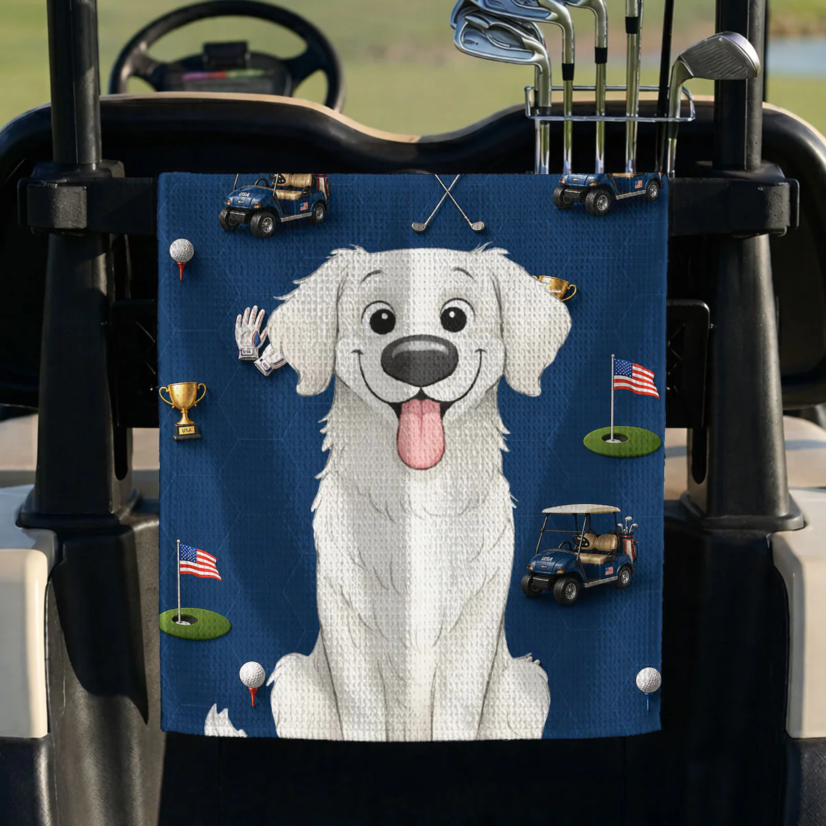 Dog Dad On Par - Personalized Custom Golf Towel - Image 3