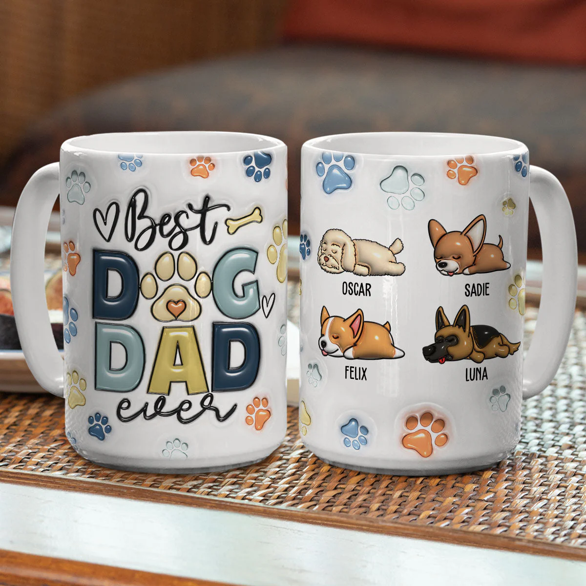 Dog Dad - Personalized Custom 3D Inflated Effect Mug - Image 4