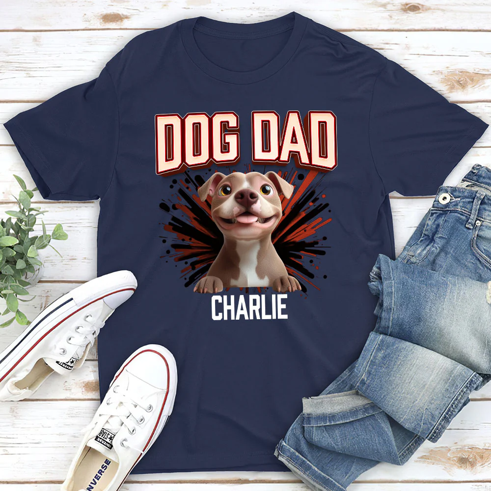 Dog Dad Red - Personalized Custom Unisex T-shirt - Image 2