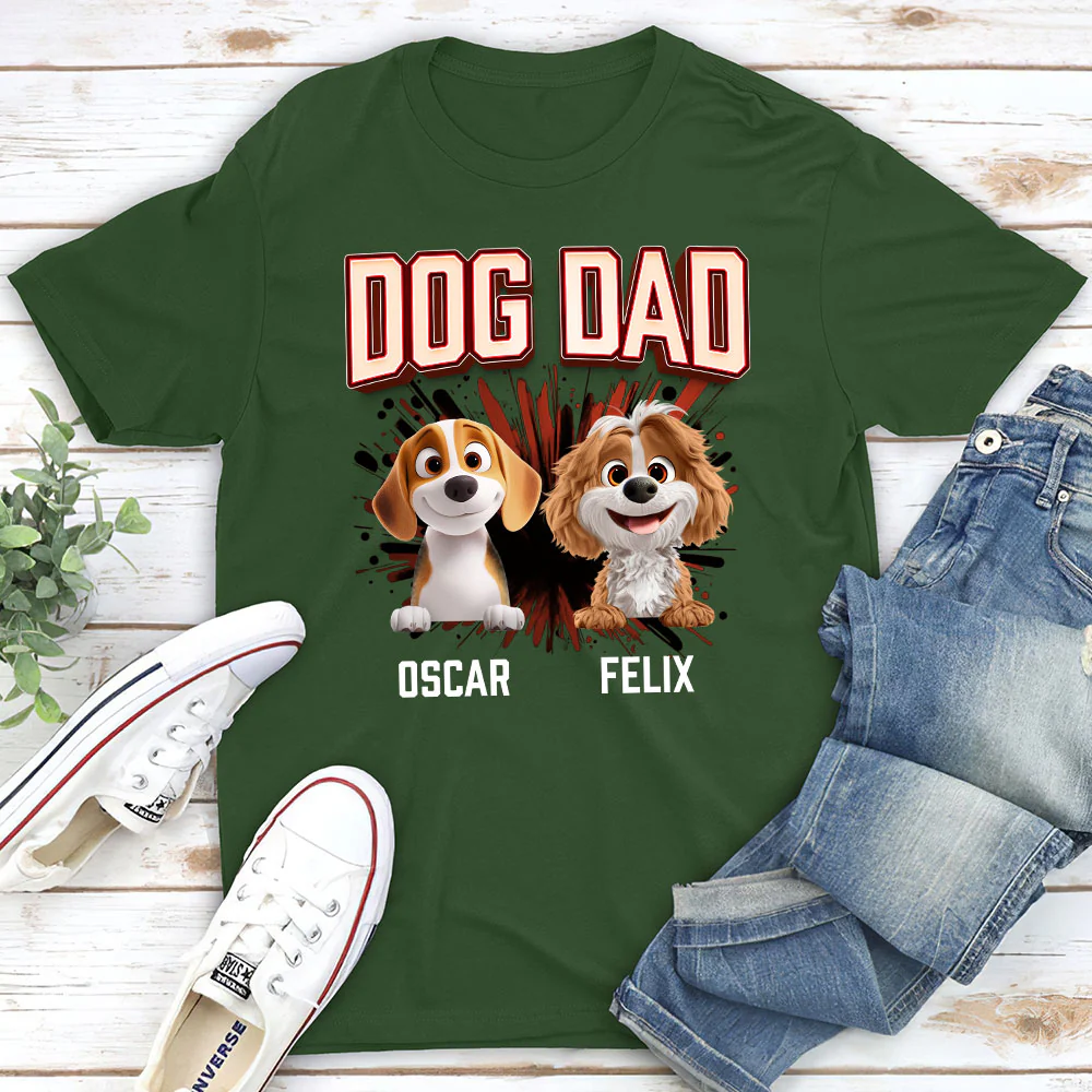 Dog Dad Red - Personalized Custom Unisex T-shirt - Image 3