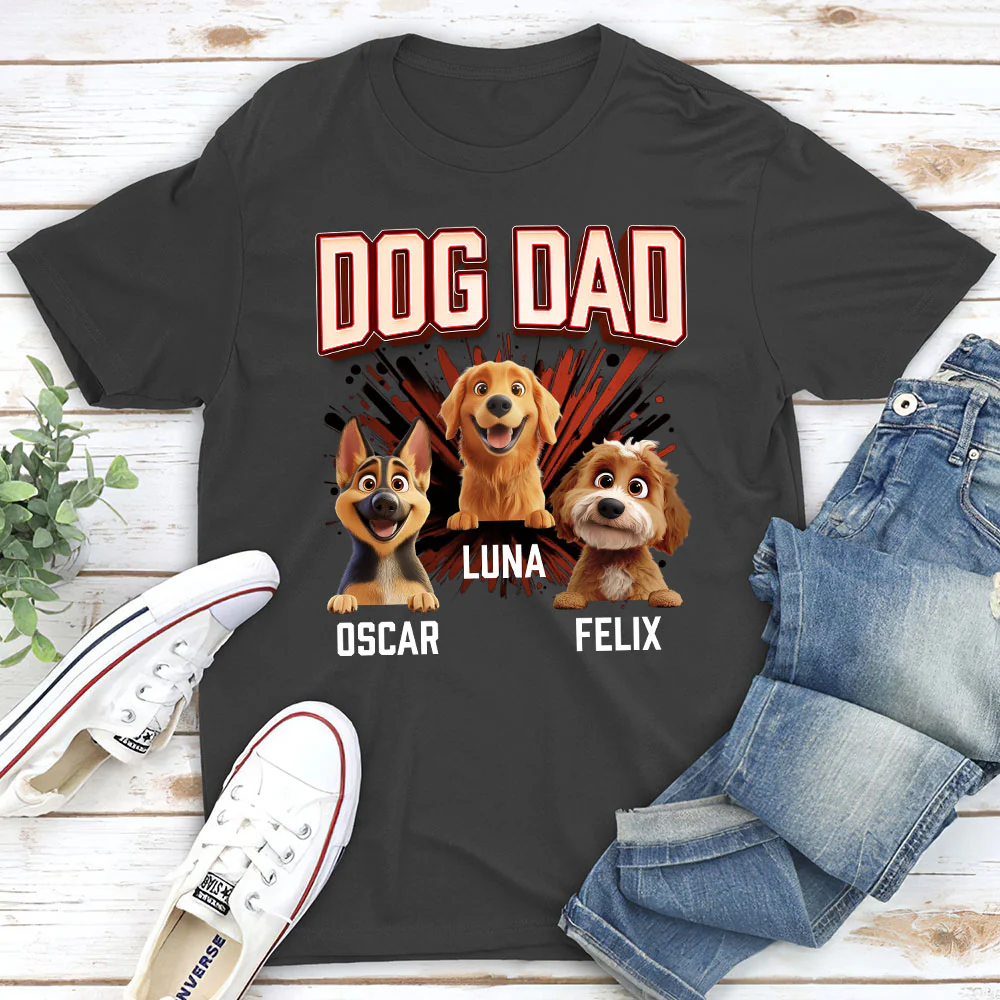 Dog Dad Red - Personalized Custom Unisex T-shirt - Image 4