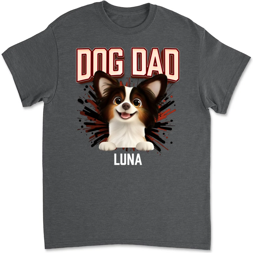 Dog Dad Red - Personalized Custom Unisex T-shirt - Image 9
