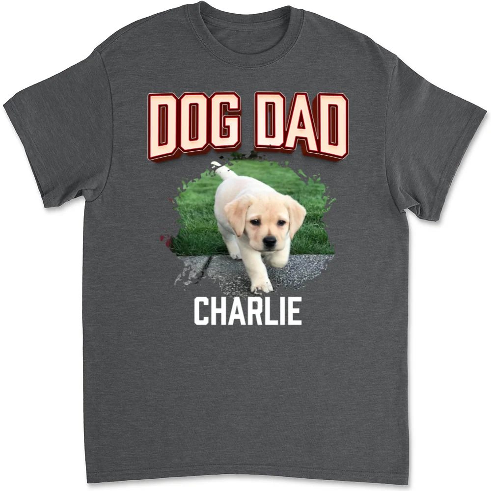 Dog Dad Red Photo - Personalized Custom Unisex T-shirt - Image 11