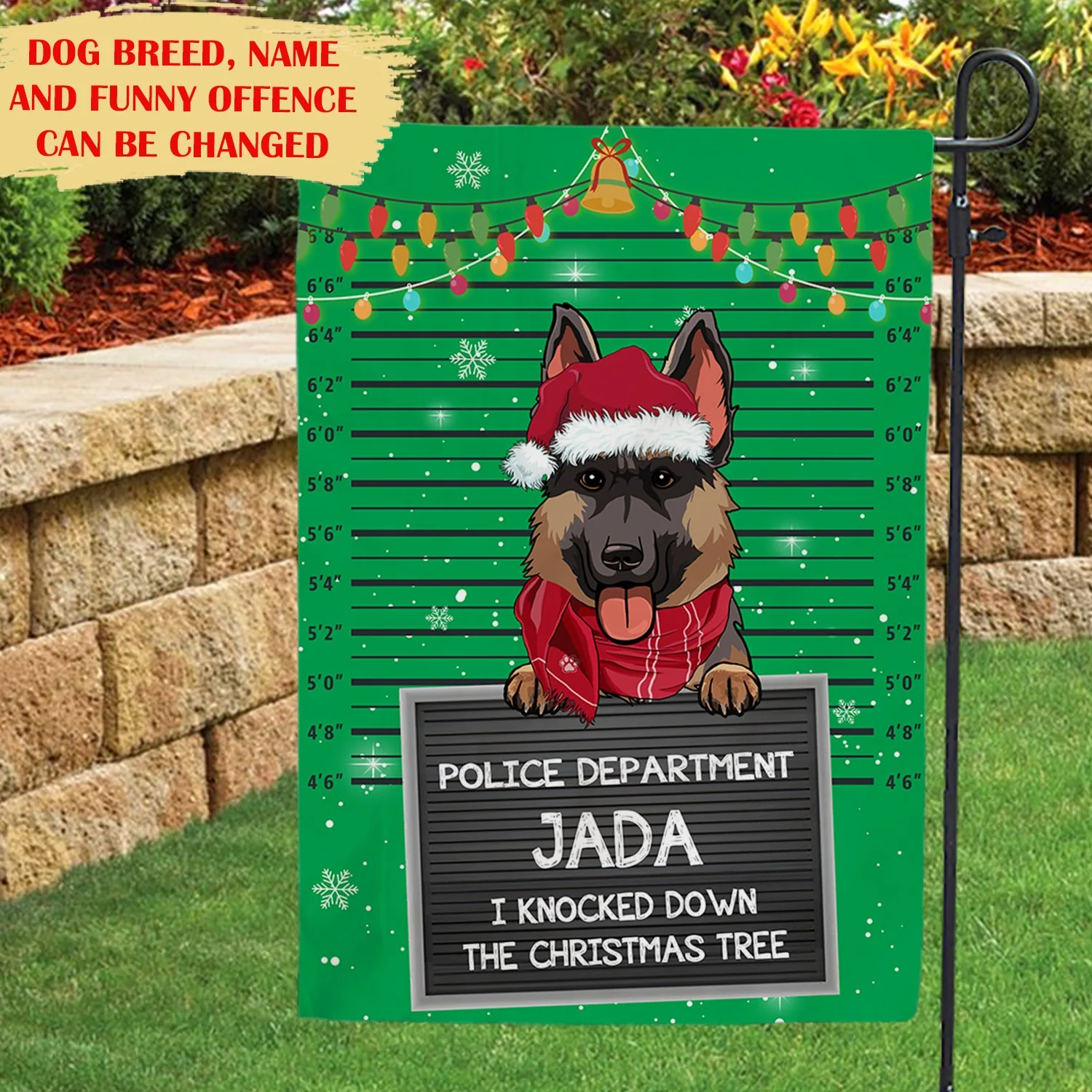 Dog Offence Christmas - Personalized Custom Garden Flag - Christmas Lawn Decor