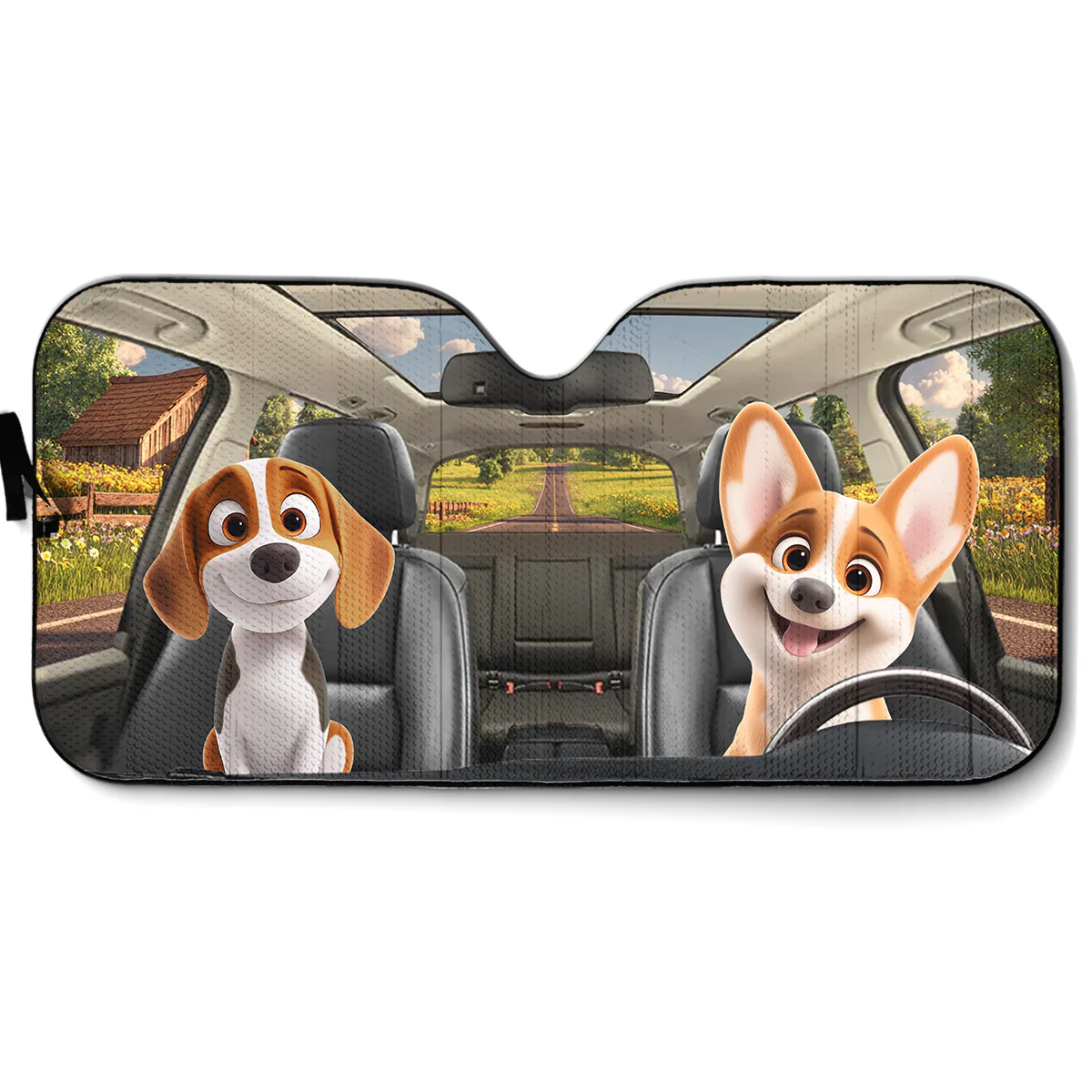 Dog Drives Car - Personalized Custom Car Sunshade