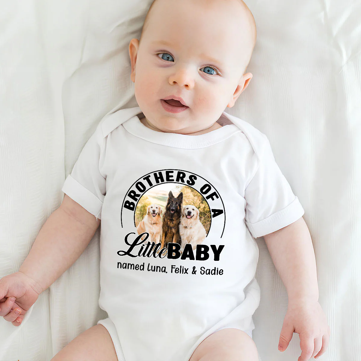 Dog Family Of Little Baby Photo - Personalized Custom Baby Onesie - Image 4