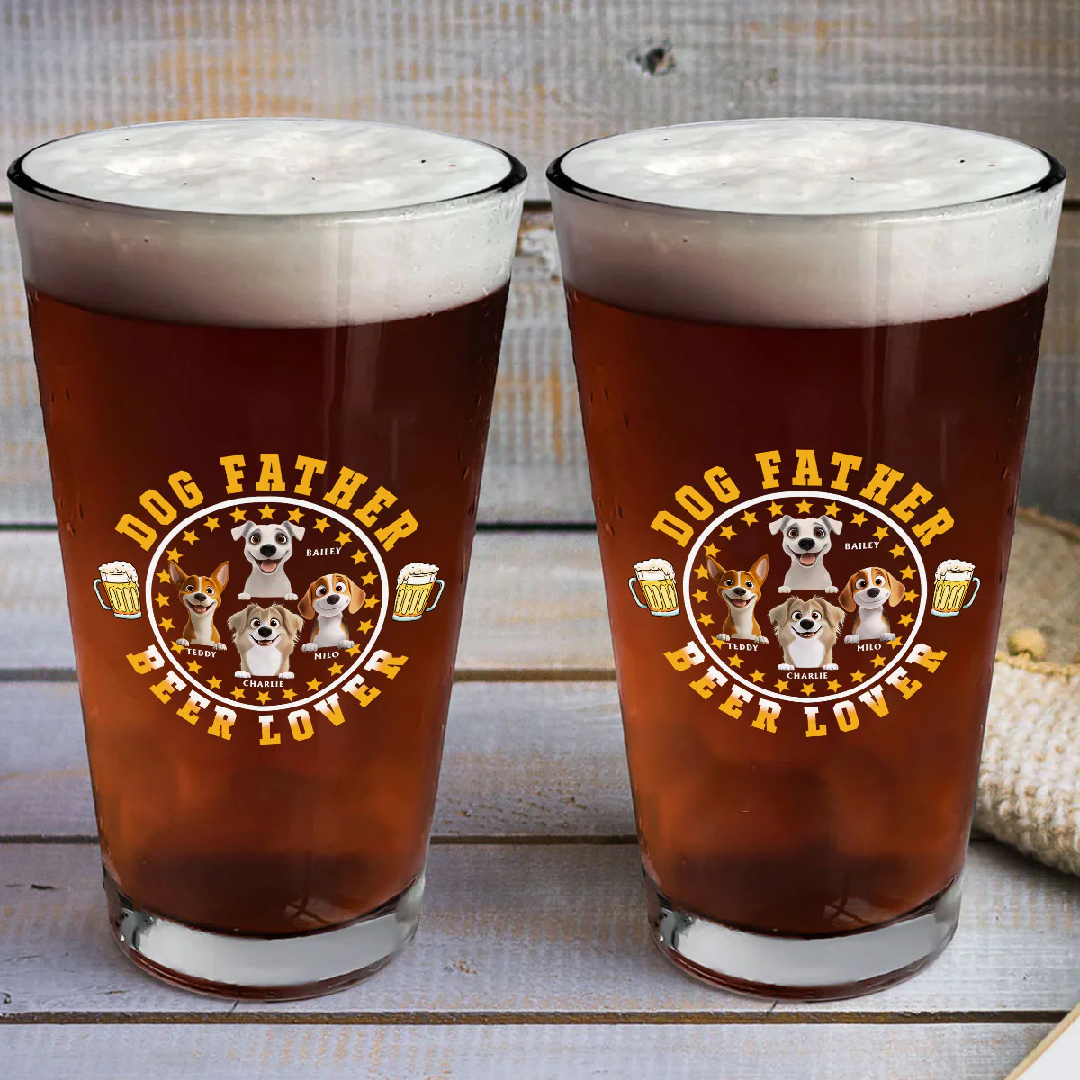 Dog Father - Personalized Custom Beer Glass - Image 4