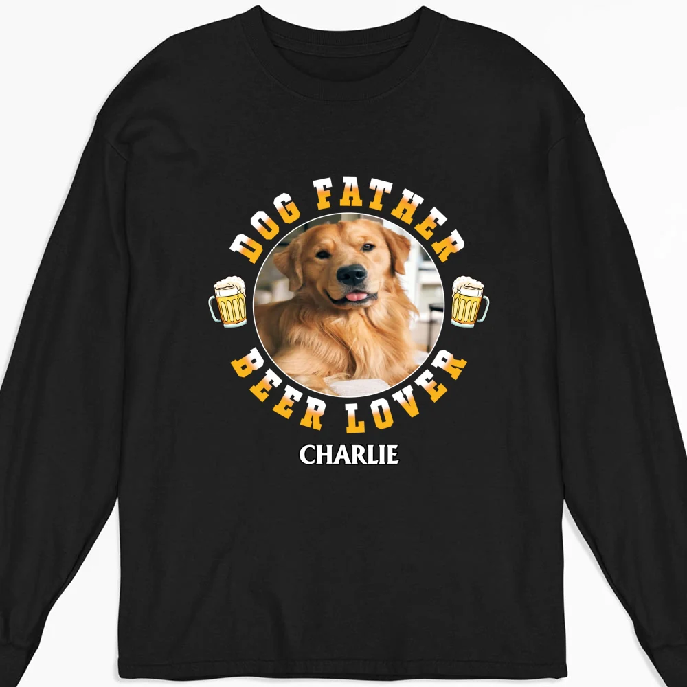 Dog Father Photo - Personalized Custom Long Sleeve T-Shirt - Image 5