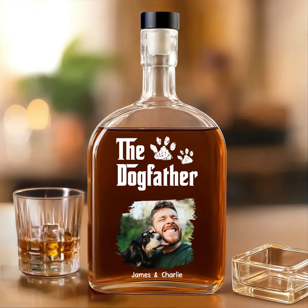 Dog Father Photo - Personalized Custom Spirits Decanter