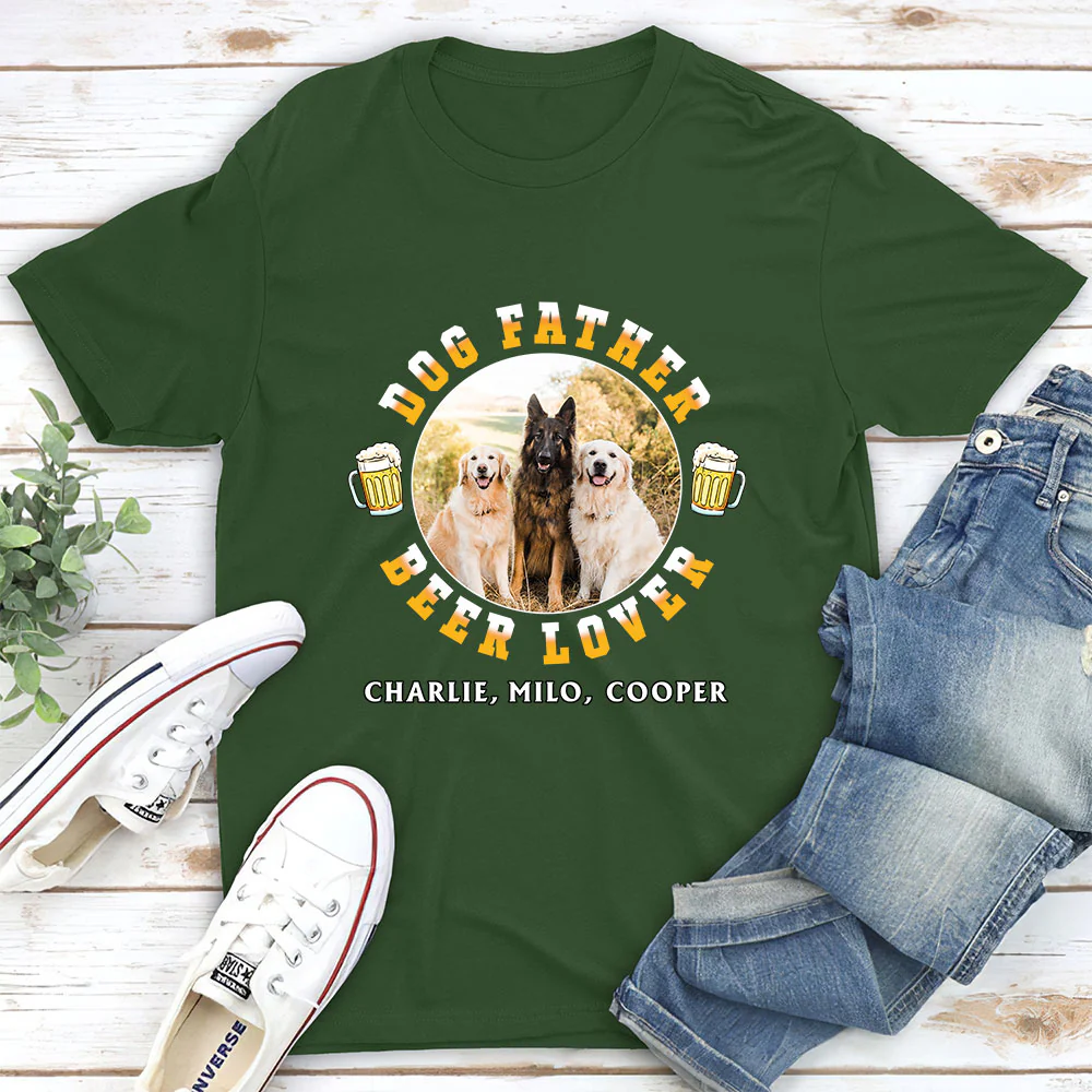 Dog Father Photo - Personalized Custom Unisex T-Shirt - Image 3