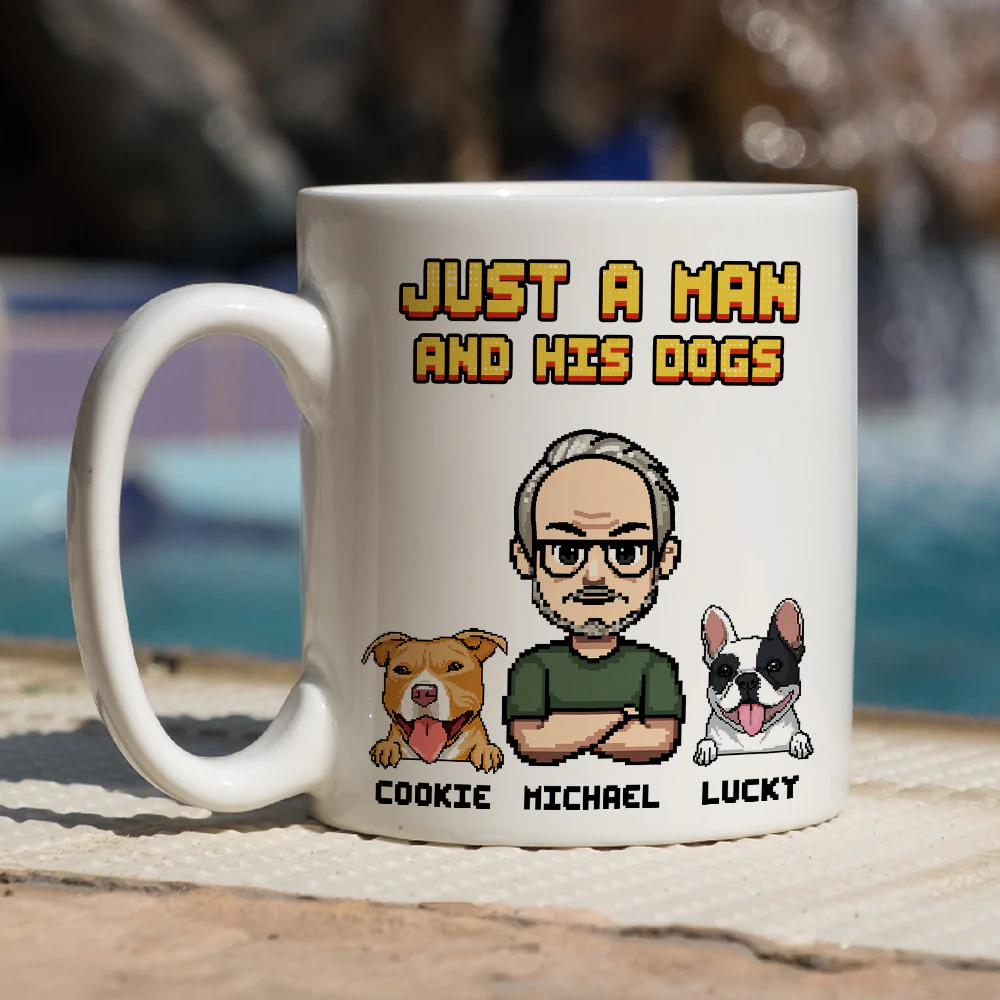 Dog Father Pixel - Personalized Custom Coffee Mug - Image 5