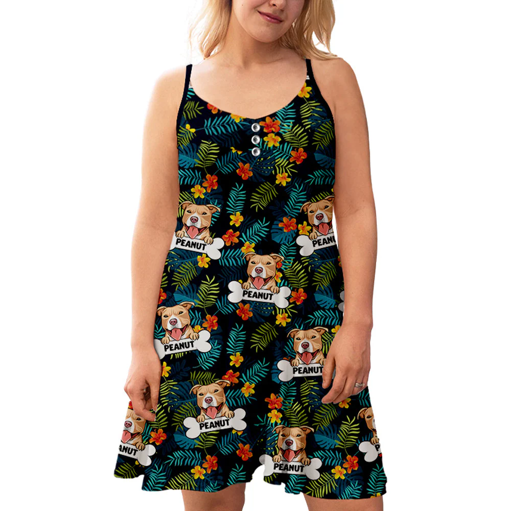 Dog Floral - Personalized Custom Strap Dress