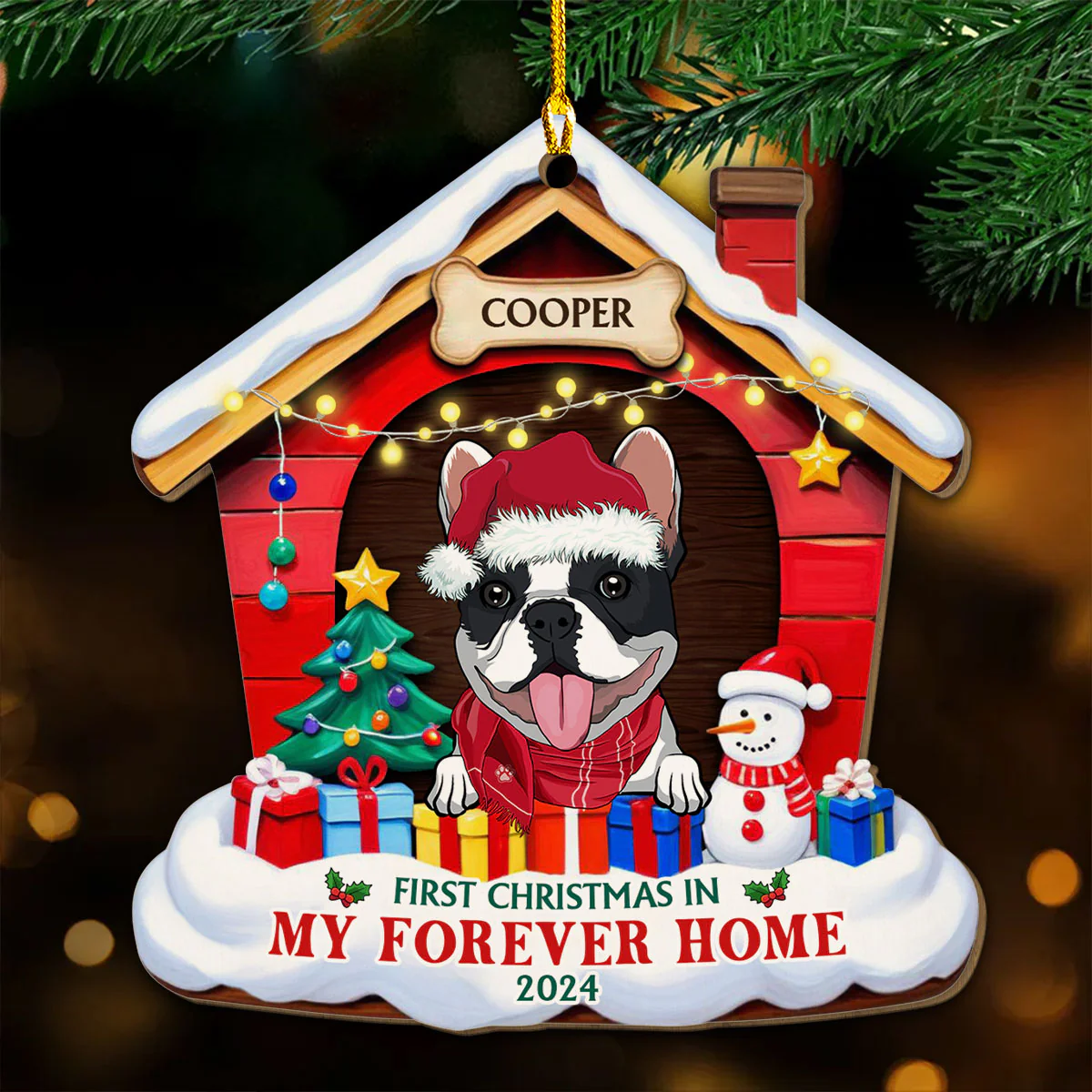 Dog Forever Home - Personalized Custom Wood Ornament - Image 2