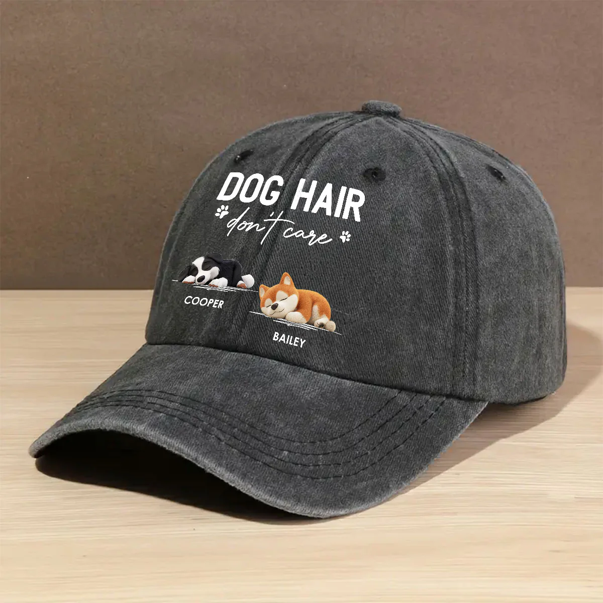 Dog Hair - Personalized Custom Vintage Washed Denim Cap - Image 2