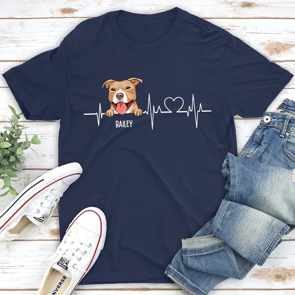 Dog Heartbeat 2 - Personalized Custom Unisex T-shirt - Image 3